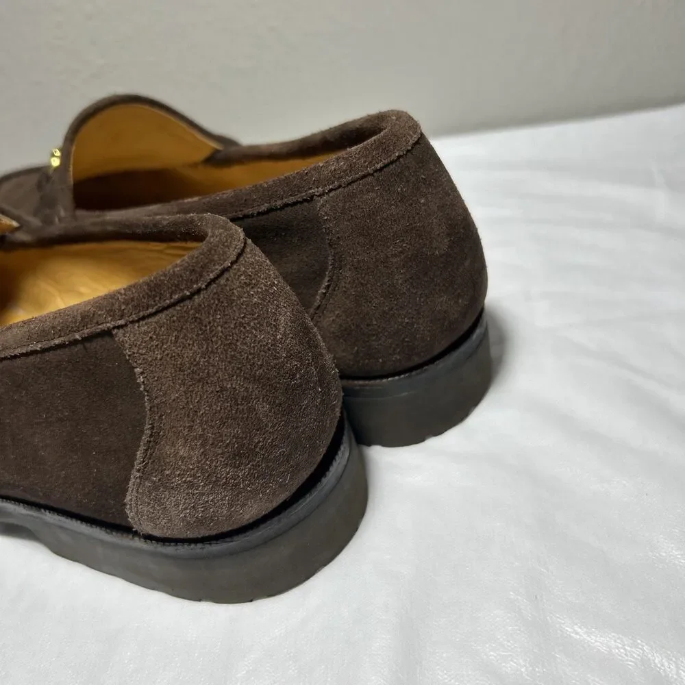 Cole Haan City VTG Italy Mens Suede Gold Horsebit Loafers Lug Sole Sz 11 M Brow